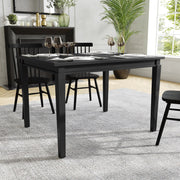 Henry 47" Solid Wood Dining Table, Commercial Grade Heavy Duty Rectangle Wood Table for 4, Black Matte Finish