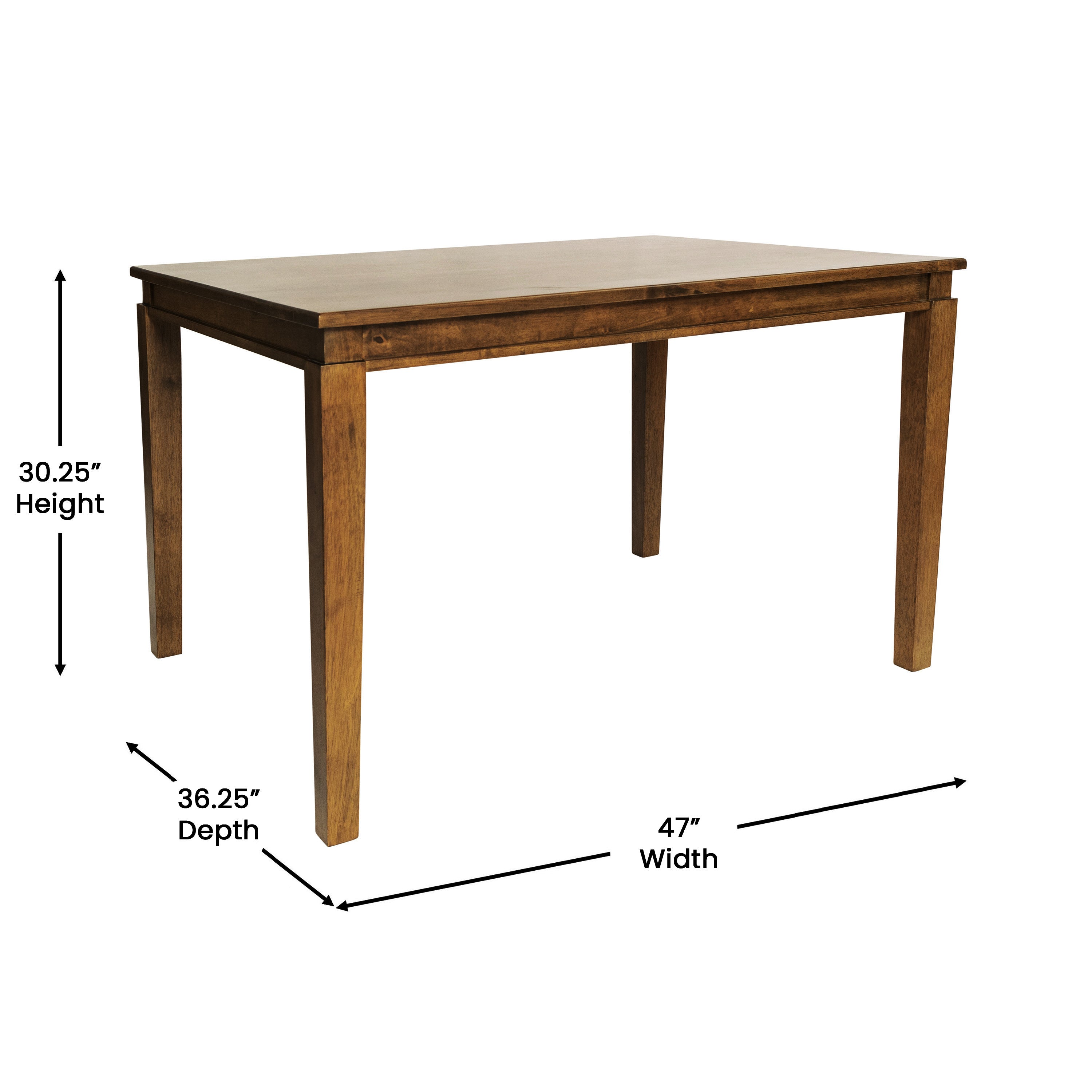 Henry 47" Solid Wood Dining Table, Commercial Grade Heavy Duty Rectangle Wood Table for 4, Brown Matte Finish