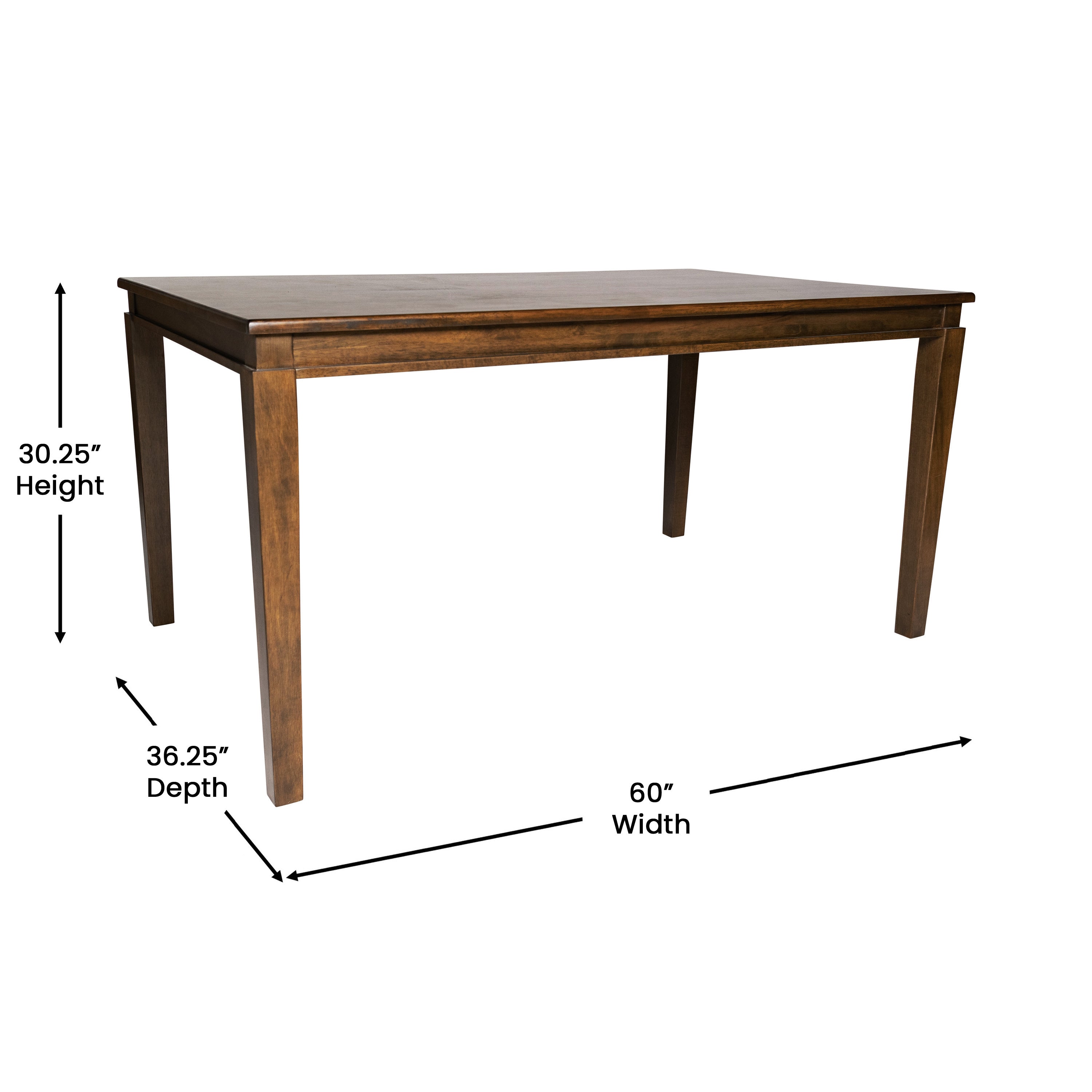 Henry 60" Solid Wood Dining Table, Commercial Grade Heavy Duty Rectangle Wood Table for 6, Brown Matte Finish