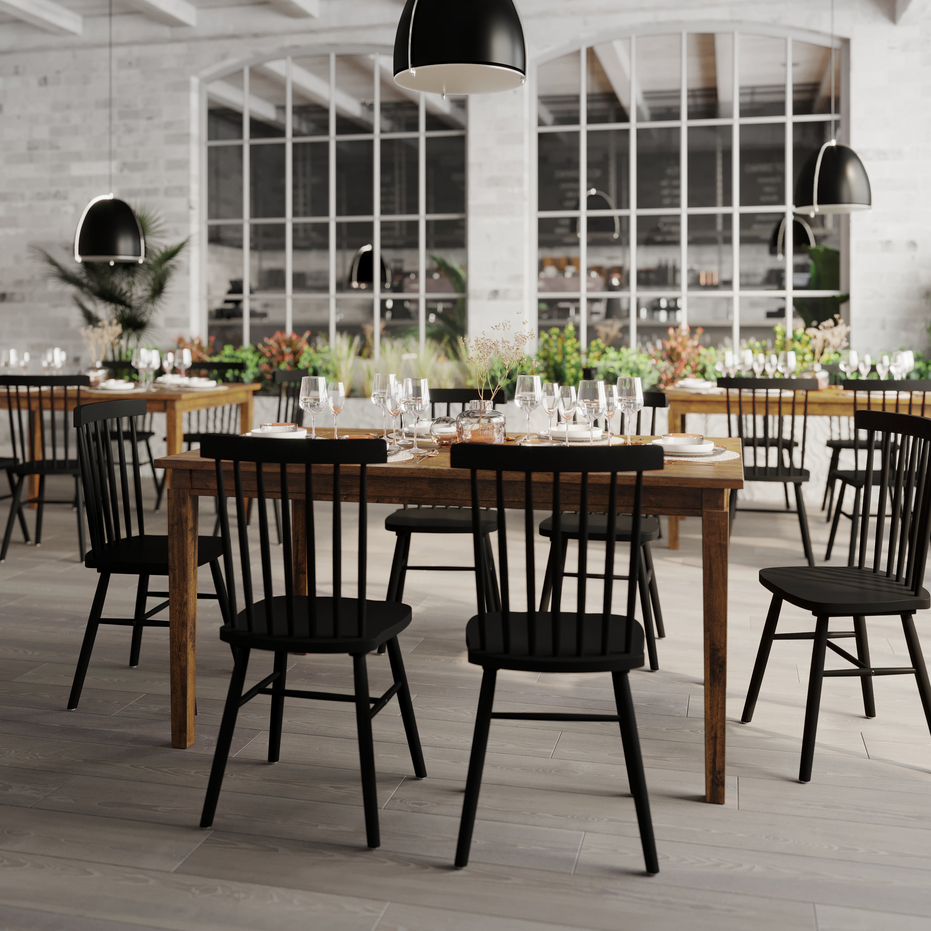 Henry 60" Solid Wood Dining Table, Commercial Grade Heavy Duty Rectangle Wood Table for 6, Brown Matte Finish