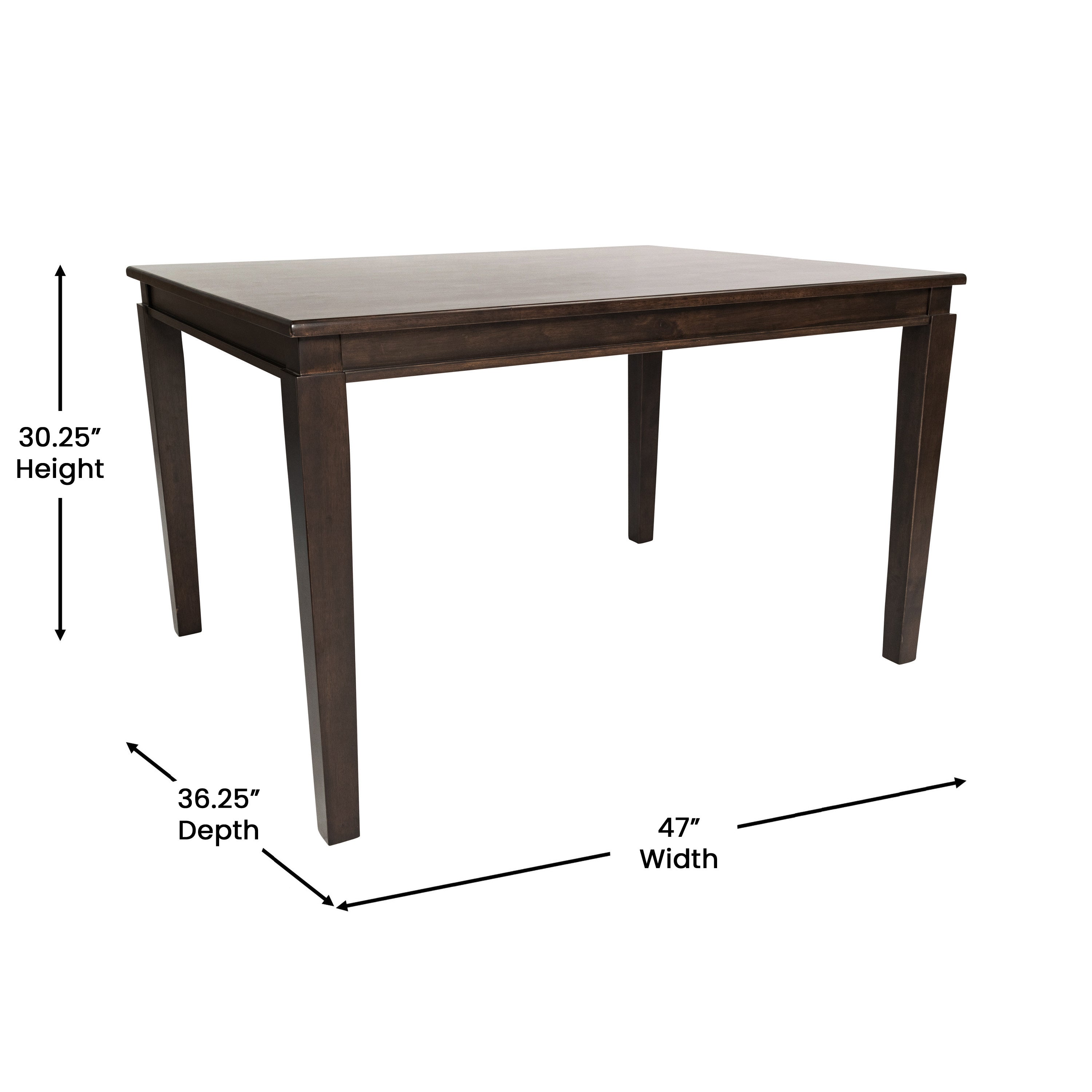 Henry 47" Solid Wood Dining Table, Commercial Grade Heavy Duty Rectangle Wood Table for 4, Wenge Matte Finish