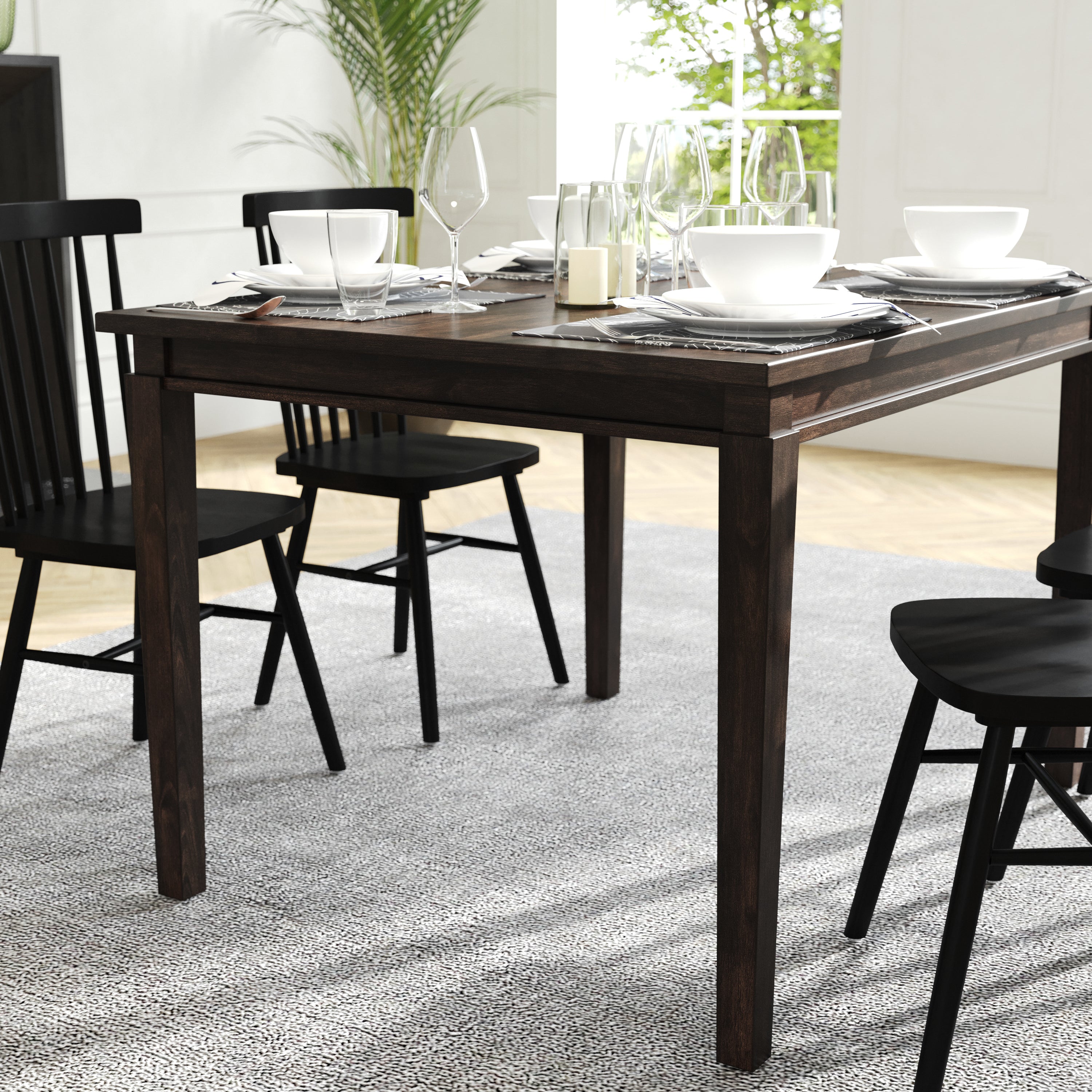 Henry 47" Solid Wood Dining Table, Commercial Grade Heavy Duty Rectangle Wood Table for 4, Wenge Matte Finish