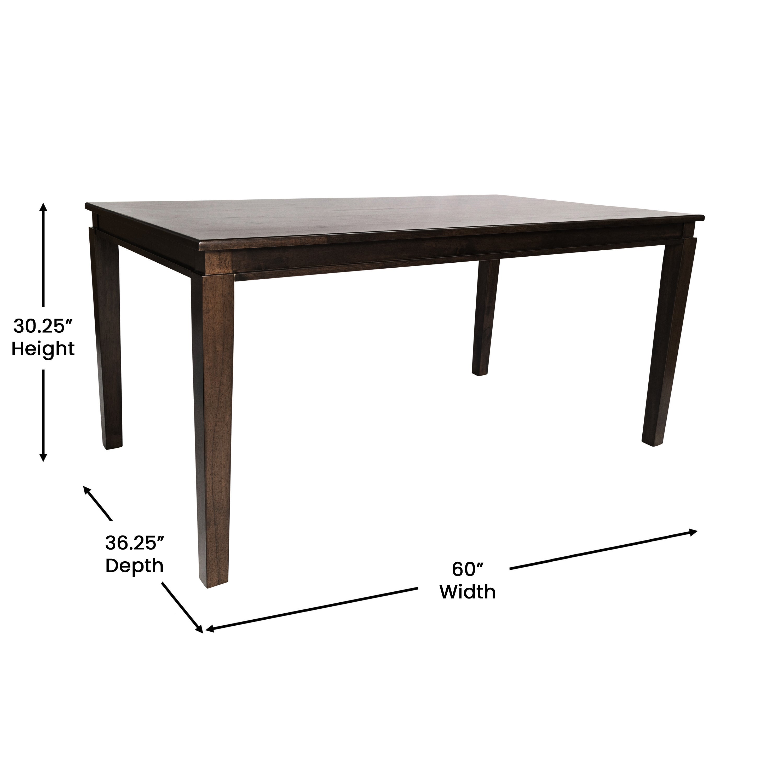 Henry 60" Solid Wood Dining Table, Commercial Grade Heavy Duty Rectangle Wood Table for 6, Wenge Matte Finish