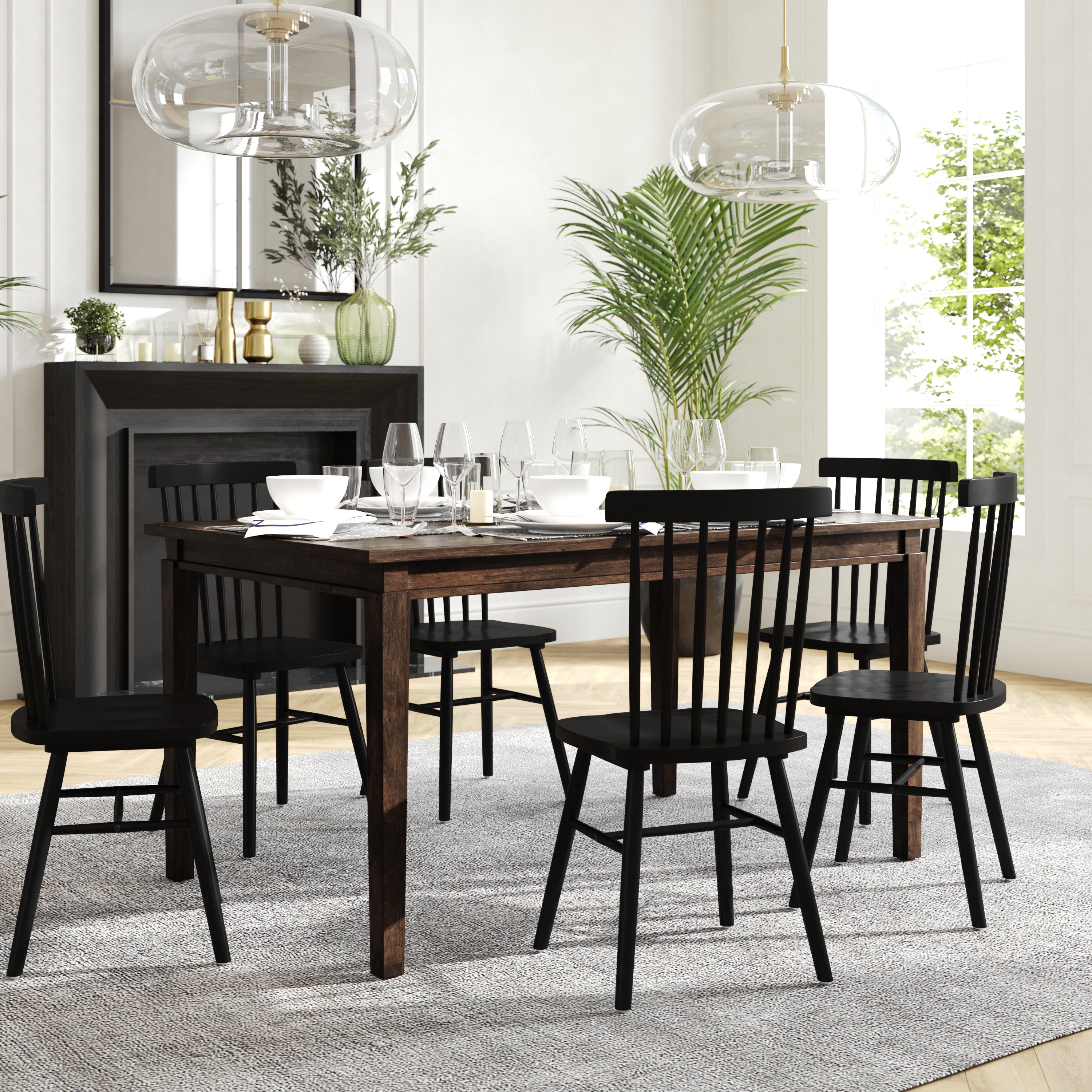 Henry 60" Solid Wood Dining Table, Commercial Grade Heavy Duty Rectangle Wood Table for 6, Wenge Matte Finish
