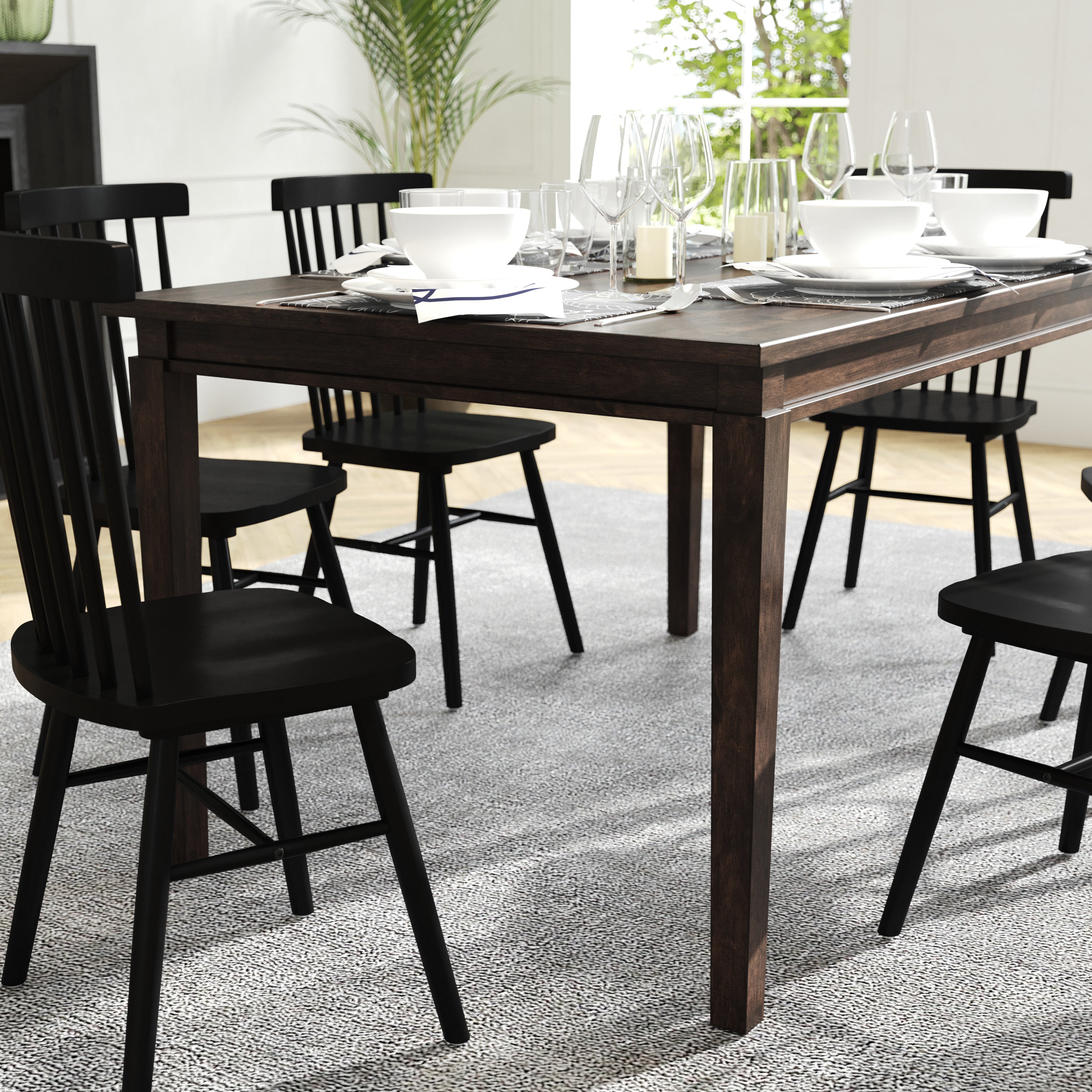 Henry 60" Solid Wood Dining Table, Commercial Grade Heavy Duty Rectangle Wood Table for 6, Wenge Matte Finish