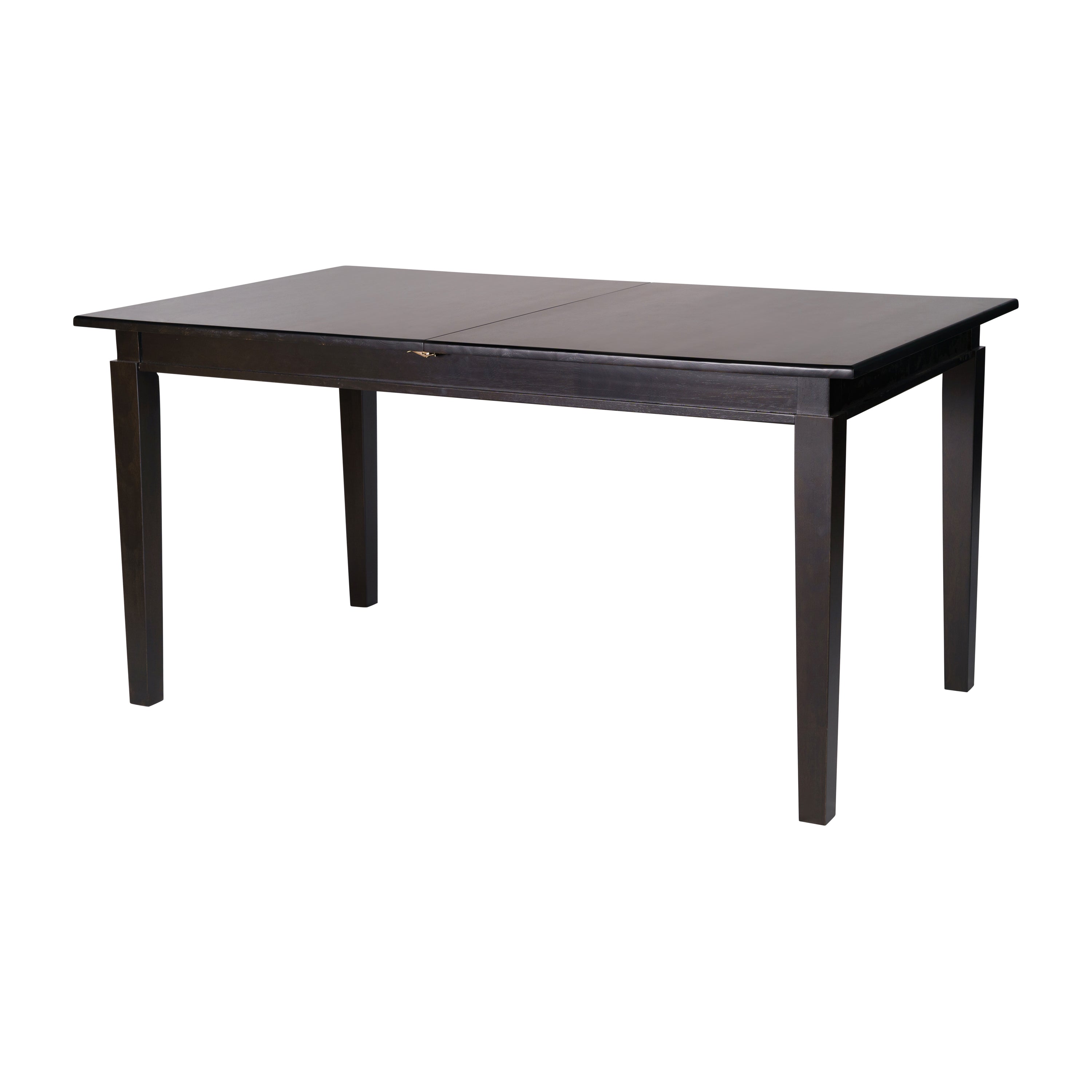 Henry 72" Commercial Grade Solid Wood Rectangular Dining Table with Hideaway 12 Inch Extension Panel and Seating for 6-8 Adults in Matte Black