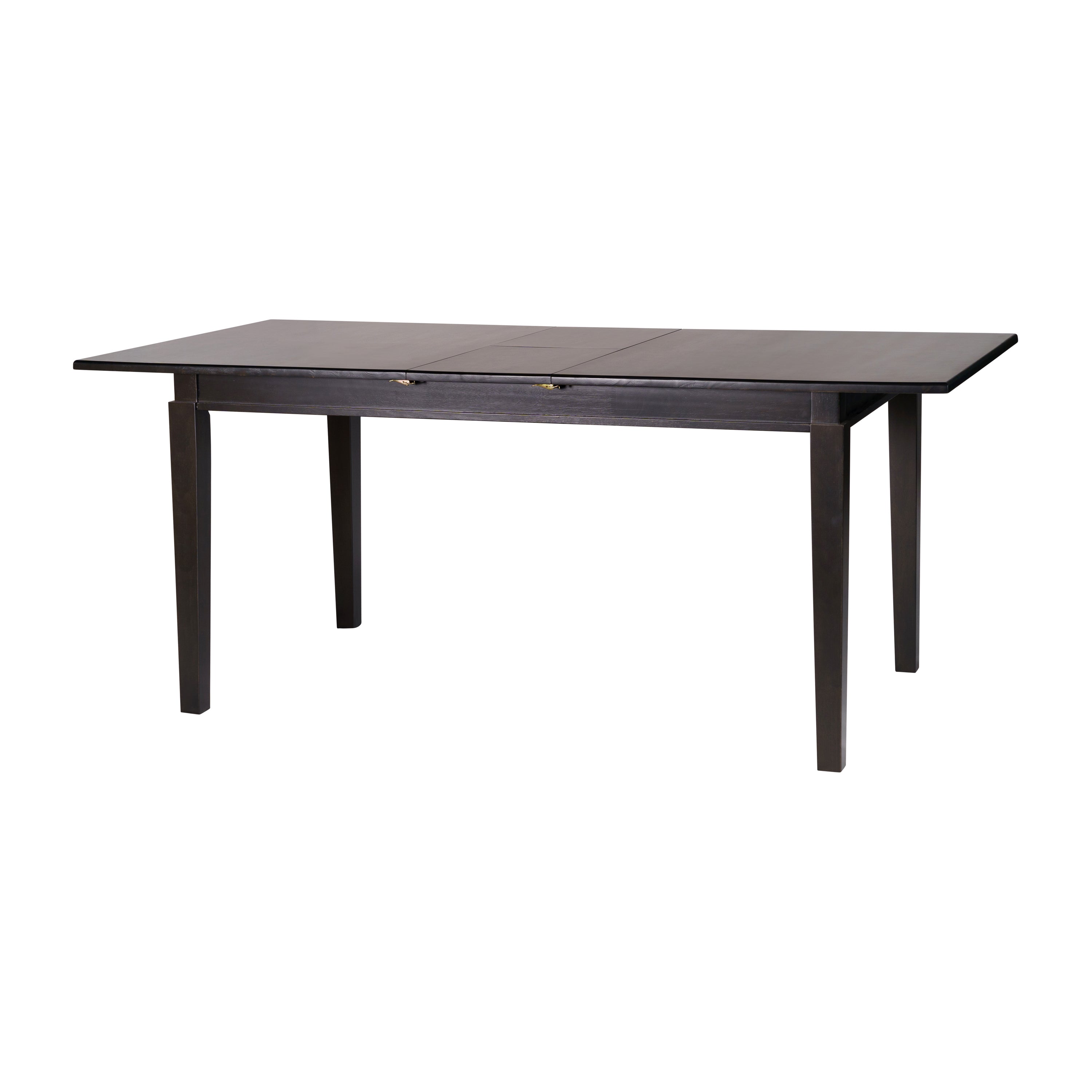 Henry 72" Commercial Grade Solid Wood Rectangular Dining Table with Hideaway 12 Inch Extension Panel and Seating for 6-8 Adults in Matte Black