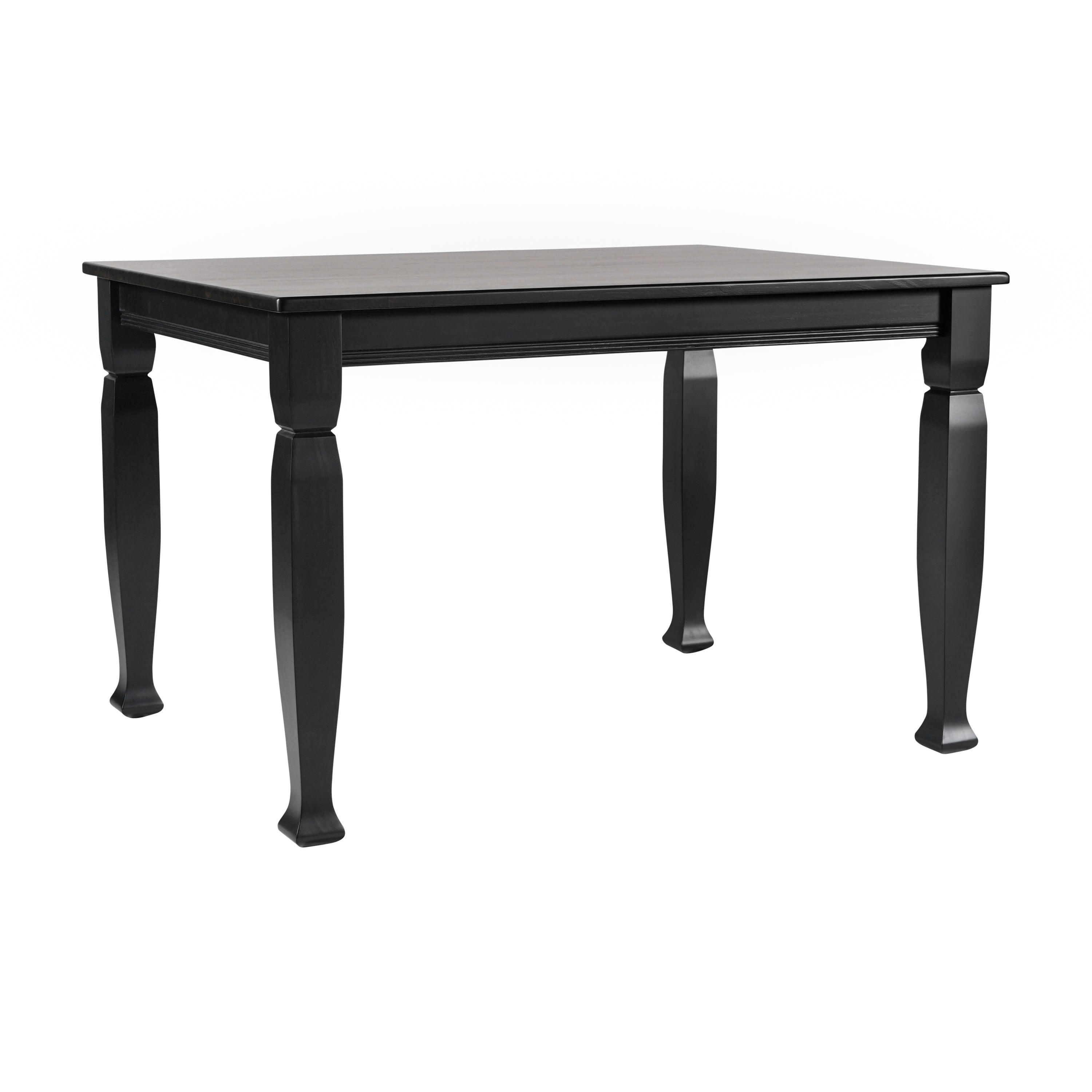Grace 47" Solid Wood Dining Table with Turned Wooden Legs, Commercial Grade Heavy Duty Rectangle Wood Table for 4, Black Finish