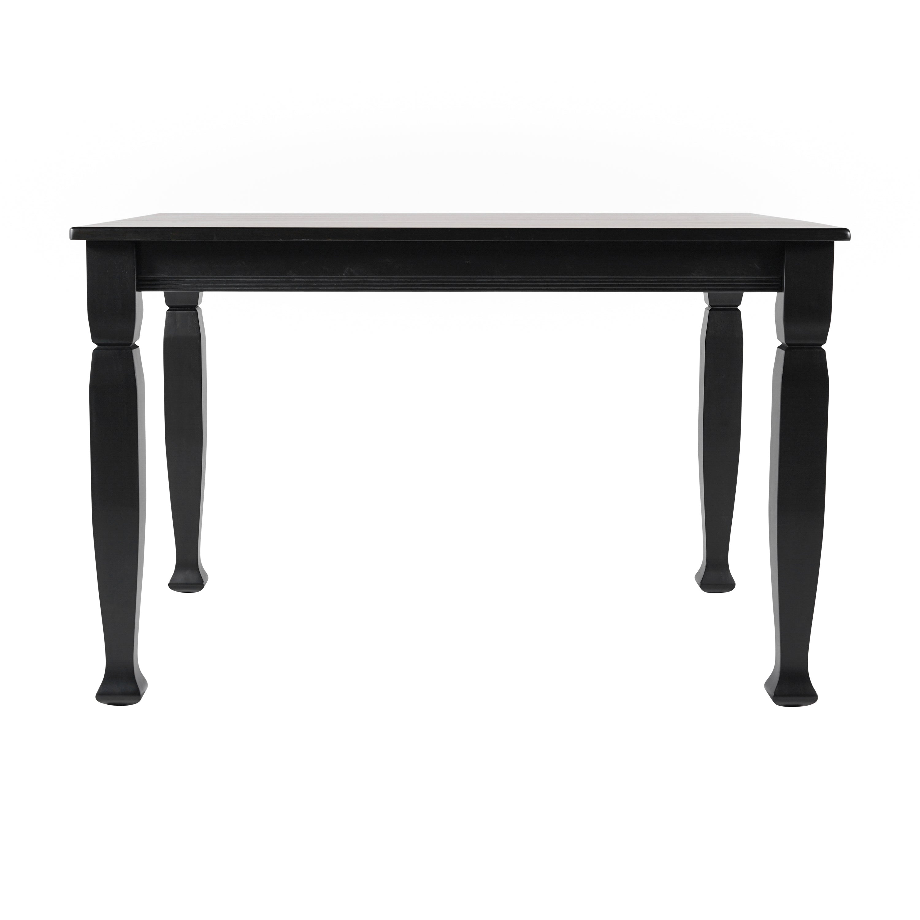 Grace 47" Solid Wood Dining Table with Turned Wooden Legs, Commercial Grade Heavy Duty Rectangle Wood Table for 4, Black Finish