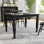 Grace 47" Solid Wood Dining Table with Turned Wooden Legs, Commercial Grade Heavy Duty Rectangle Wood Table for 4, Black Finish