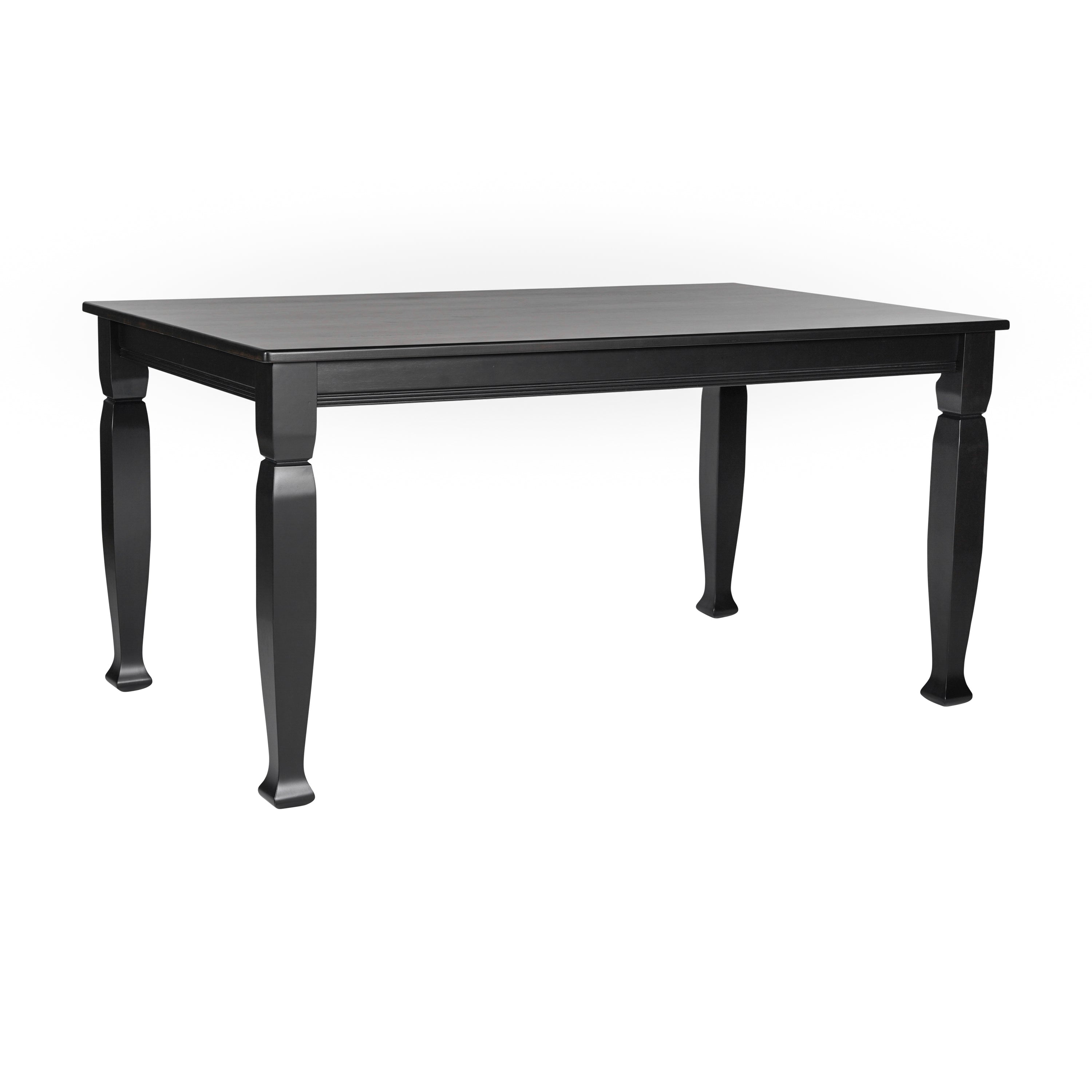 Grace 60" Solid Wood Dining Table with Turned Wooden Legs, Commercial Grade Heavy Duty Rectangle Wood Table for 6, Black Finish