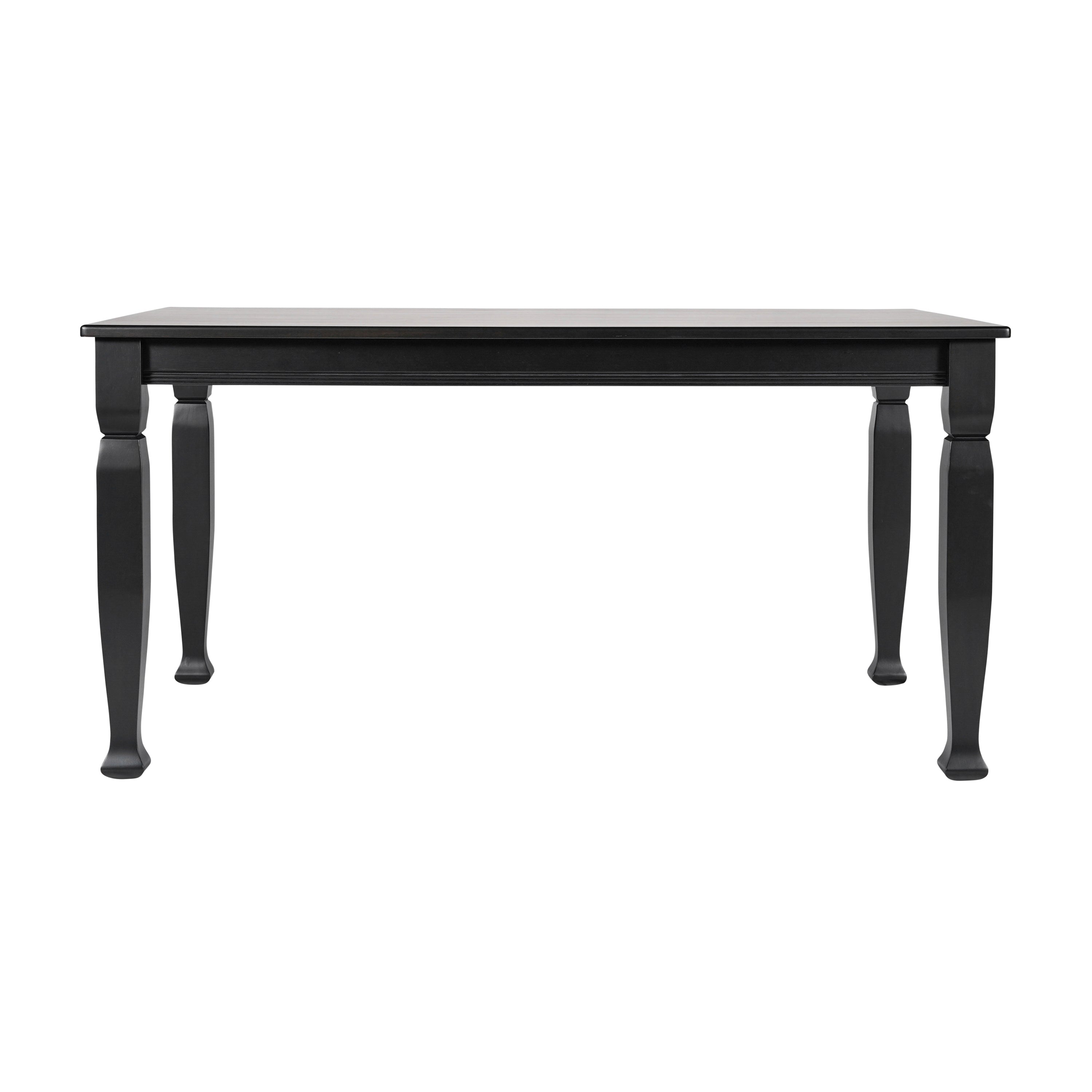 Grace 60" Solid Wood Dining Table with Turned Wooden Legs, Commercial Grade Heavy Duty Rectangle Wood Table for 6, Black Finish