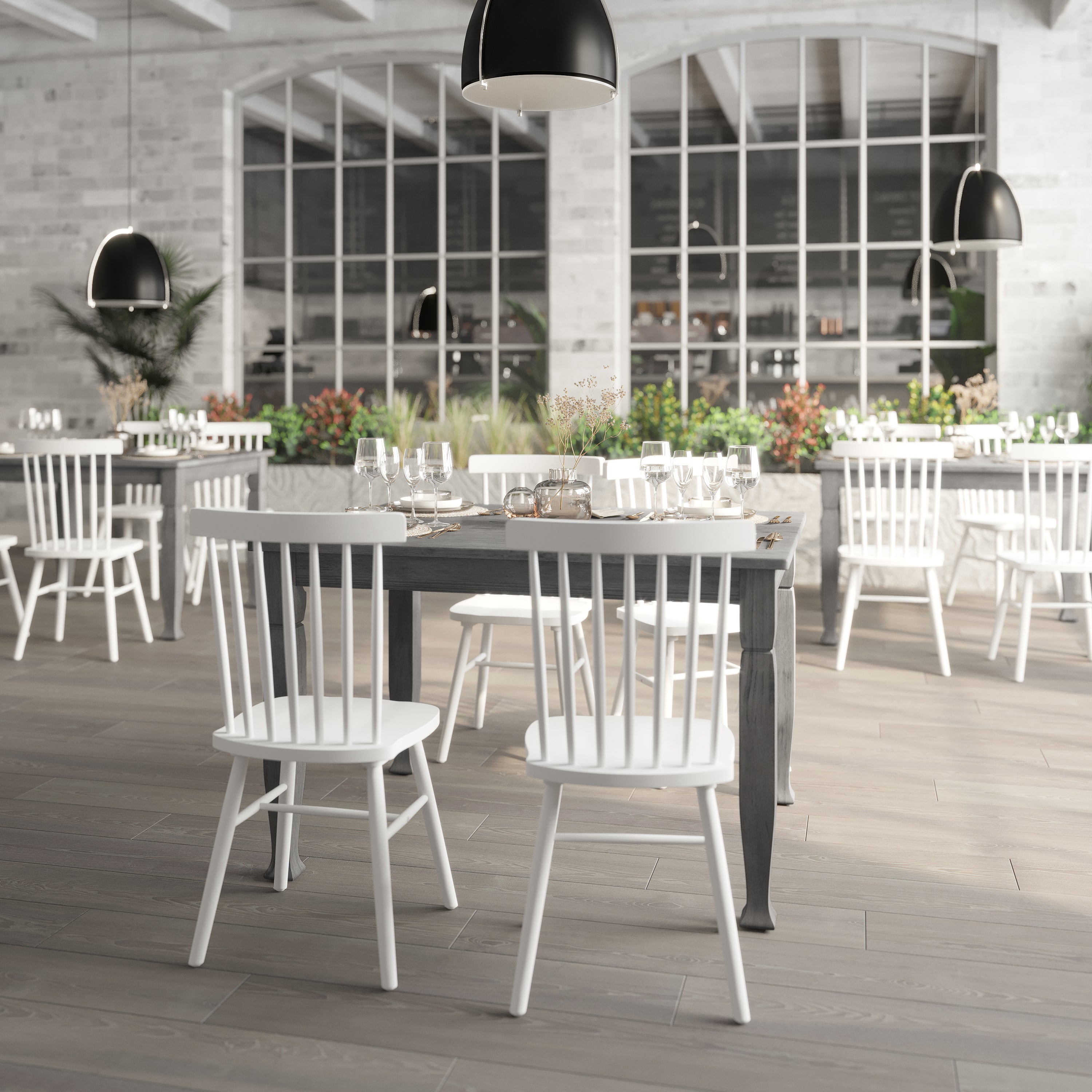 Grace 47" Solid Wood Dining Table with Turned Wooden Legs, Commercial Grade Heavy Duty Rectangle Wood Table for 4, Antique Gray Finish