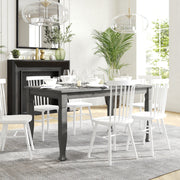 Grace 60" Solid Wood Dining Table with Turned Wooden Legs, Commercial Grade Heavy Duty Rectangle Wood Table for 6, Antique Gray Finish