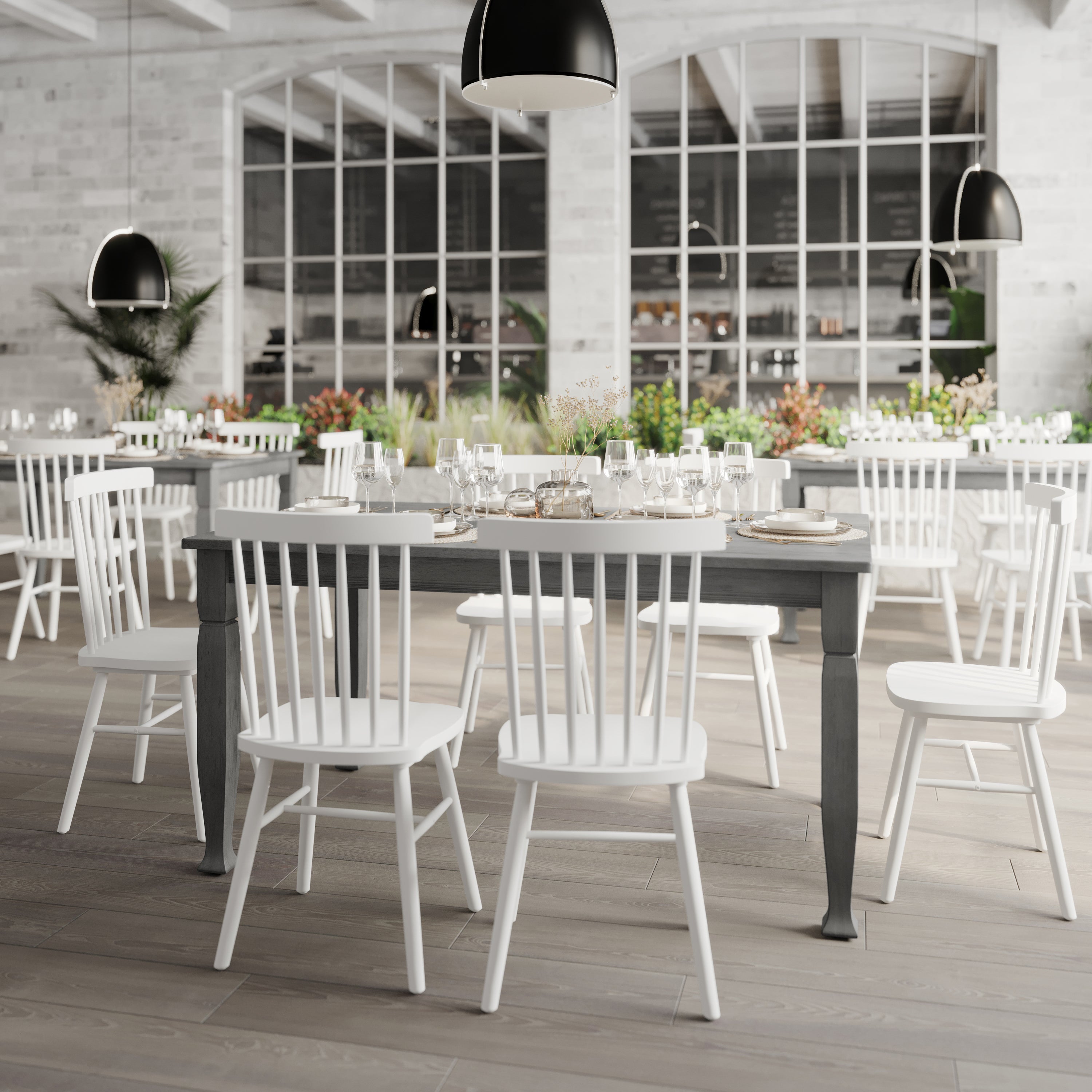 Grace 60" Solid Wood Dining Table with Turned Wooden Legs, Commercial Grade Heavy Duty Rectangle Wood Table for 6, Antique Gray Finish