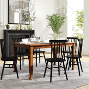 Grace 60" Solid Wood Dining Table with Turned Wooden Legs, Commercial Grade Heavy Duty Rectangle Wood Table for 6, Walnut Matte Finish
