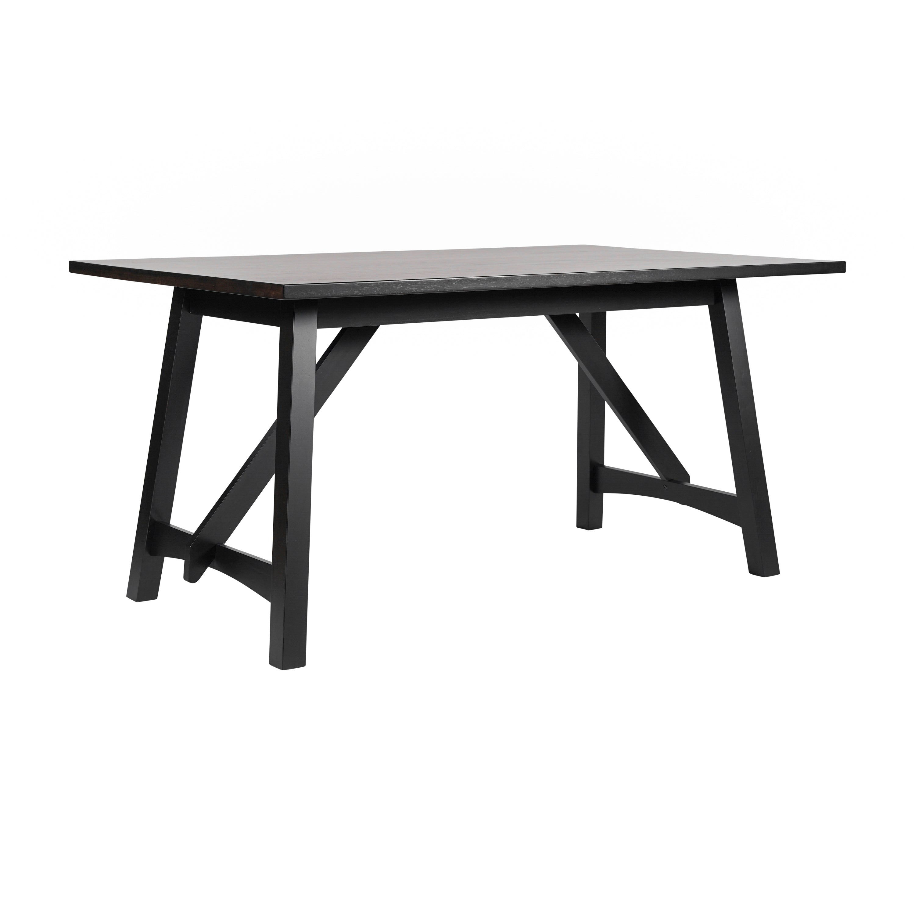 Everly 60" Solid Wood Trestle Base Dining Table, Farmhouse Style Commercial Grade Table with Seating for 6, Black Finish