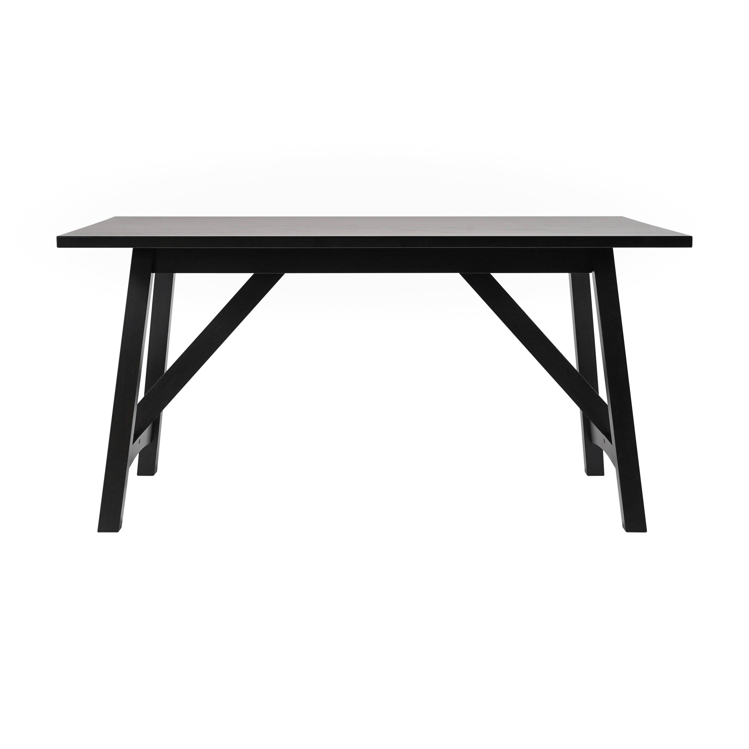 Everly 60" Solid Wood Trestle Base Dining Table, Farmhouse Style Commercial Grade Table with Seating for 6, Black Finish