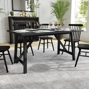 Everly 60" Solid Wood Trestle Base Dining Table, Farmhouse Style Commercial Grade Table with Seating for 6, Black Finish