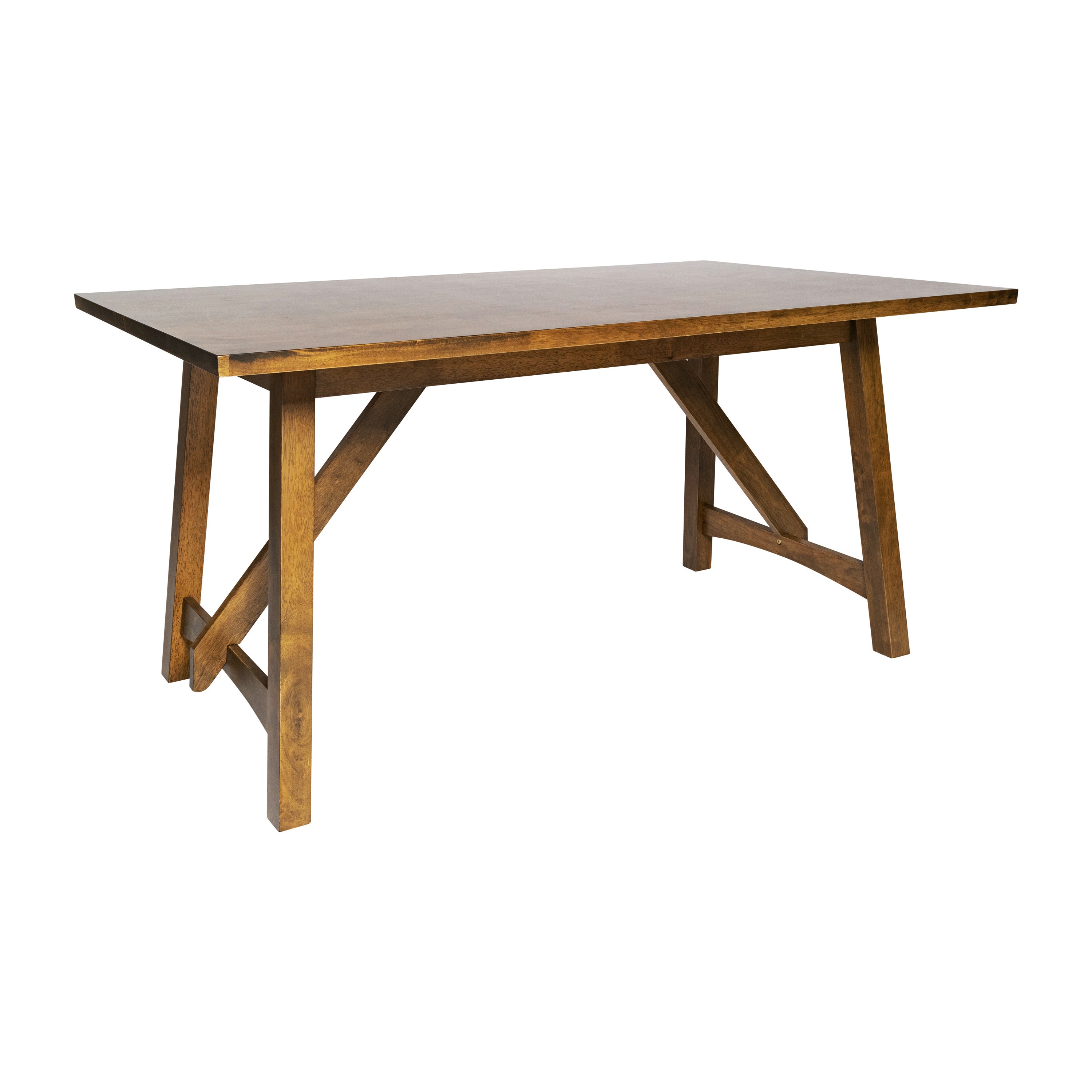 Everly 60" Solid Wood Trestle Base Dining Table, Farmhouse Style Commercial Grade Table with Seating for 6, Light Cappuccino Finish