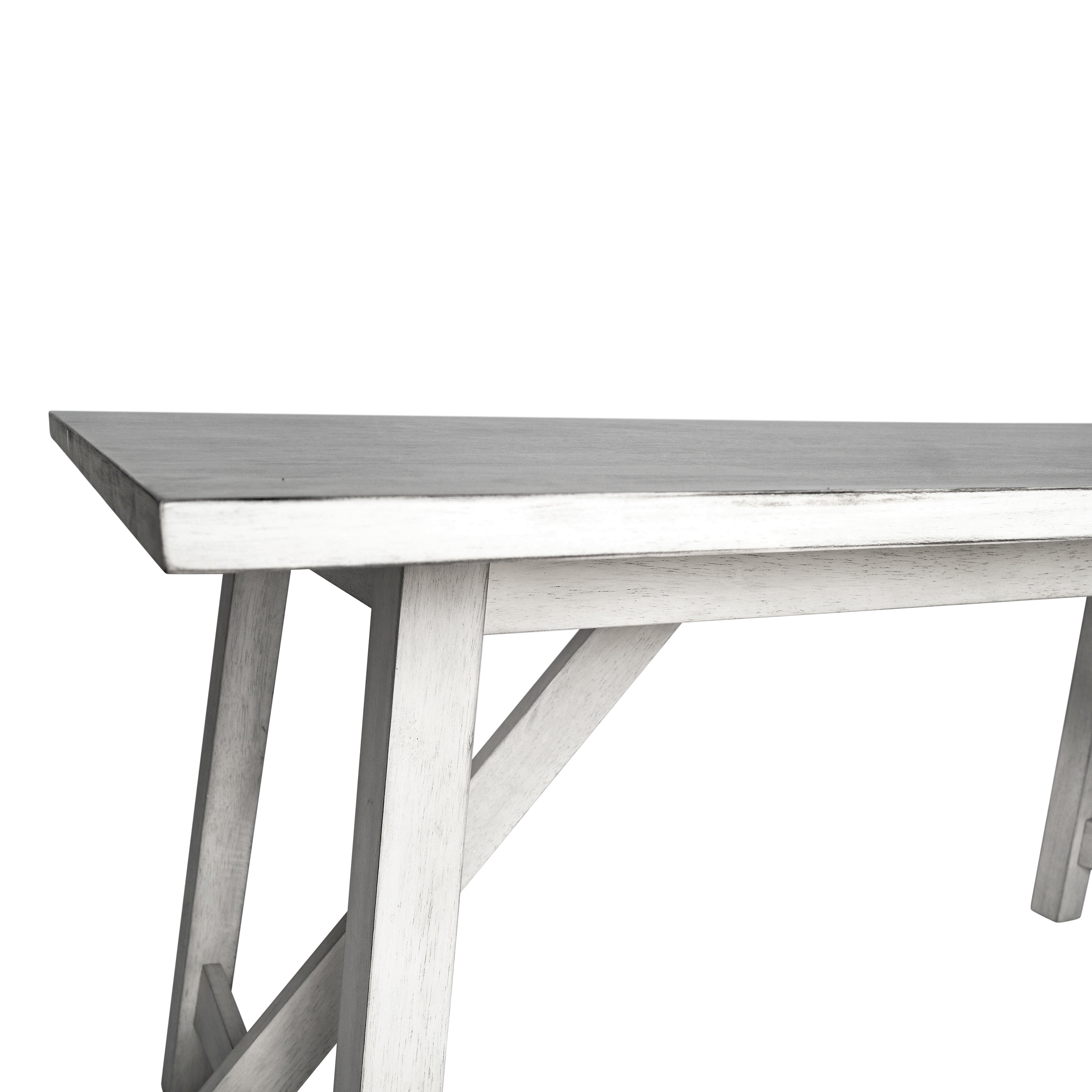Everly 60" Solid Wood Trestle Base Dining Table, Farmhouse Style Commercial Grade Table with Seating for 6, Antique White Finish