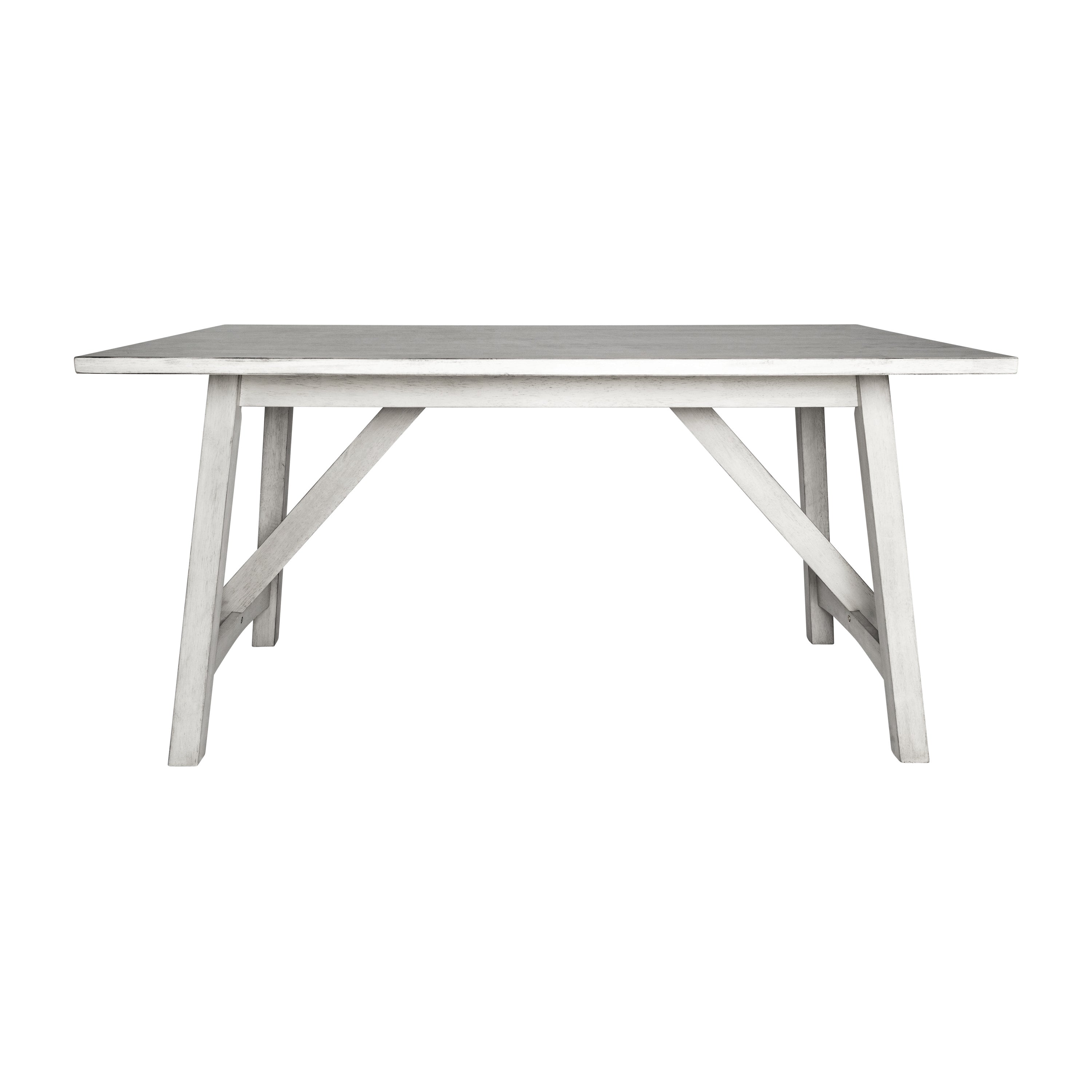 Everly 60" Solid Wood Trestle Base Dining Table, Farmhouse Style Commercial Grade Table with Seating for 6, Antique White Finish