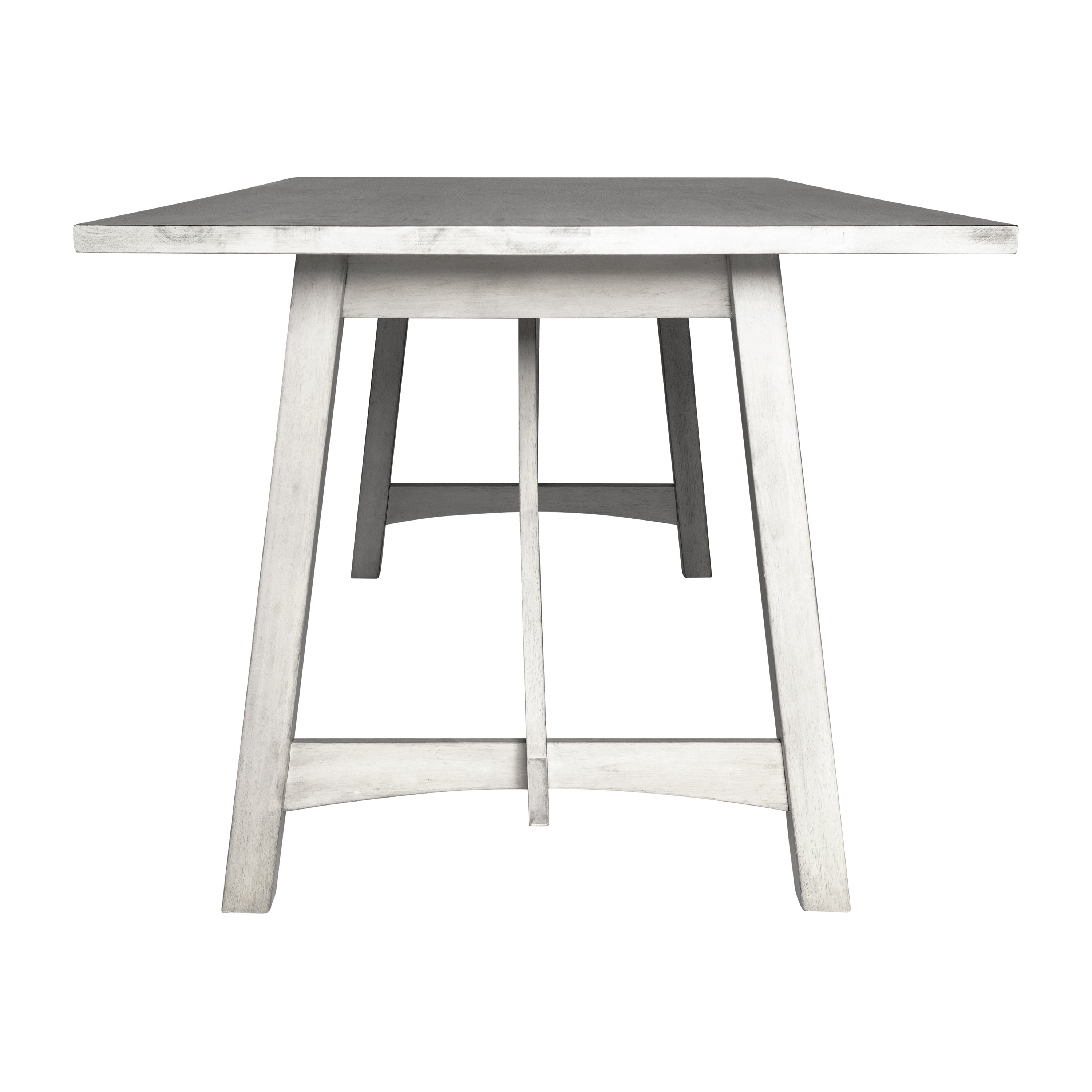 Everly 60" Solid Wood Trestle Base Dining Table, Farmhouse Style Commercial Grade Table with Seating for 6, Antique White Finish