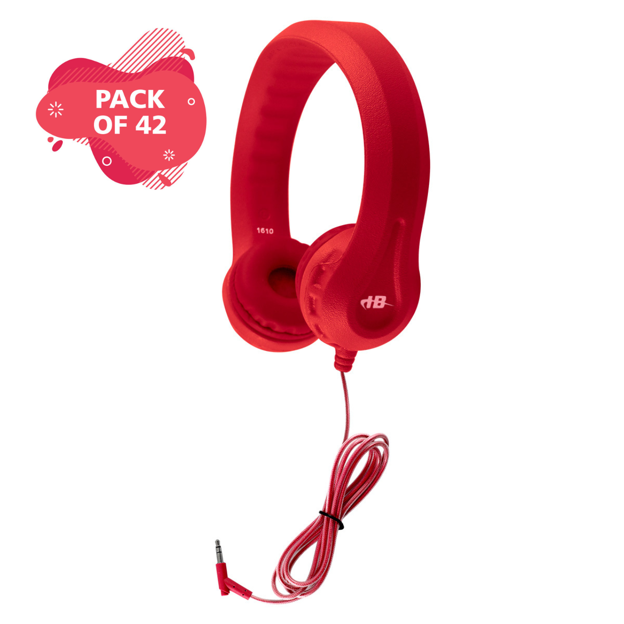 HamiltonBuhl Flex-Phones™ Foam Headphones – RED- 42 Pack