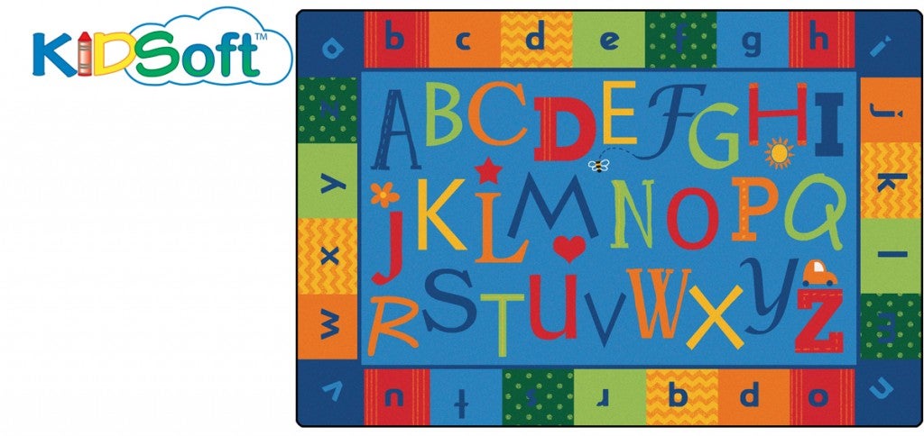 KIDSoft Alphabet Around Literacy Rug - 8ft x 12ft - Rectangle - Blue