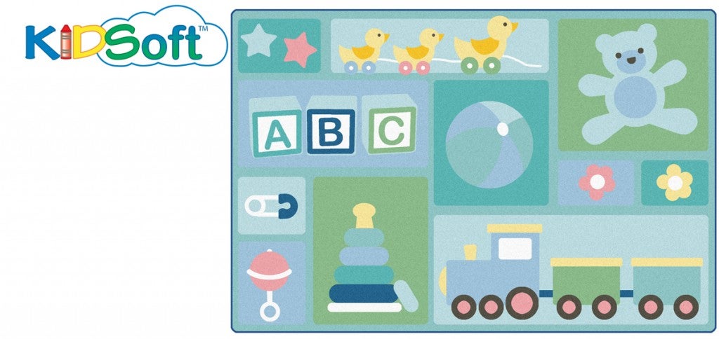 KIDSoft Baby's Basics Nursery Toddler Rug - 6ft x 9ft - Rectangle - Blue