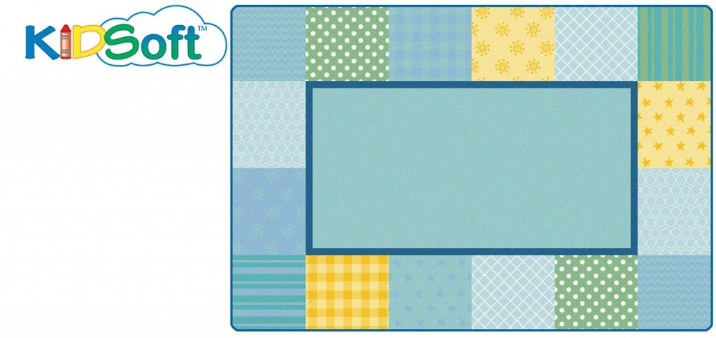 KIDSoft Pattern Blocks Rug Soft Colors 6ft X 9ft - Rectangle - Light Blue