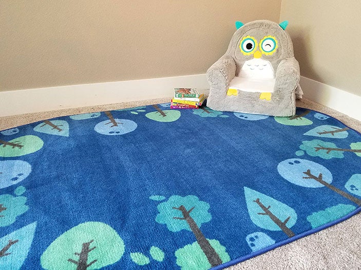 KIDSoft Tranquil Trees Decorative Rug Blue - 7ft 6in x 12ft - Oval - Blue
