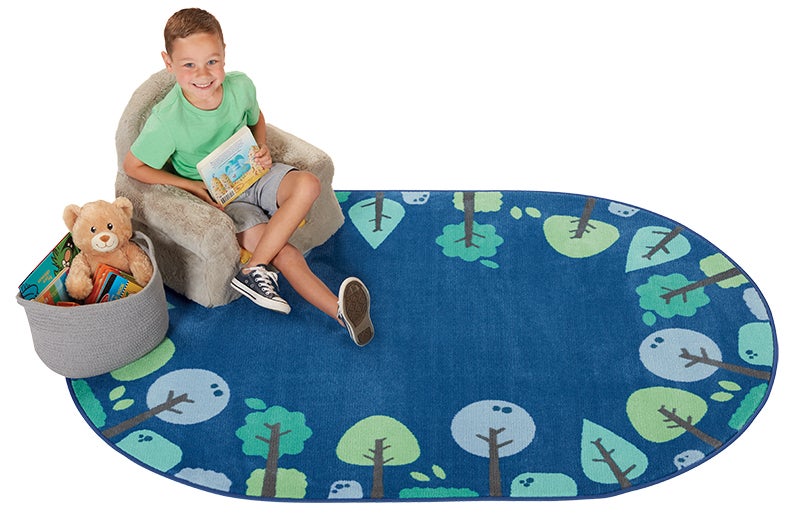 KIDSoft Tranquil Trees Decorative Rug Blue  - 4ft x 6ft - Oval - Blue