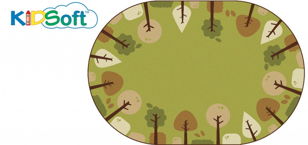 KIDSoft Tranquil Trees Decorative Rug Green - 8ft x 12ft - Oval - Green