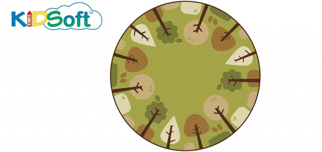 KIDSoft Tranquil Trees Decorative Rug Green - 6ft - Round - Green