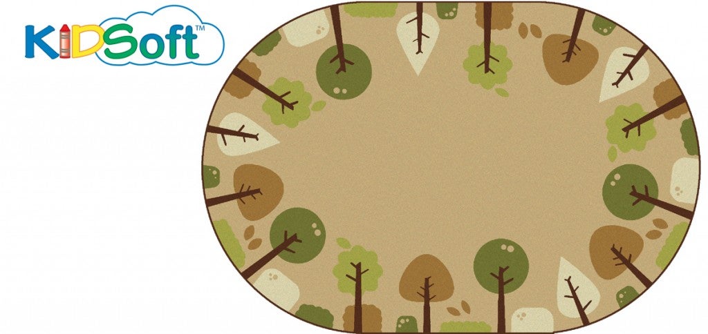 KIDSoft Tranquil Trees Decorative Rug Tan - 8ft x 12ft - Oval - Tan
