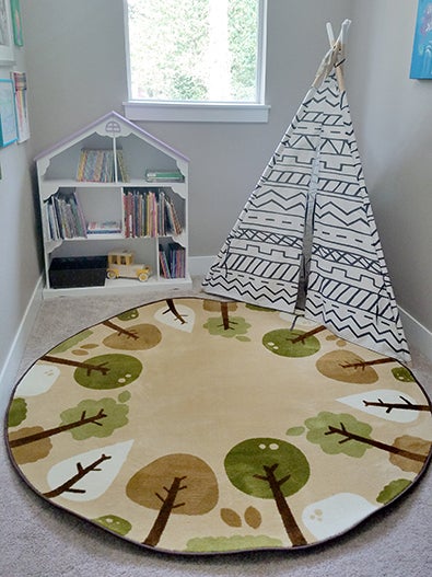 KIDSoft Tranquil Trees Decorative Rug Tan - 6ft - Round - Tan