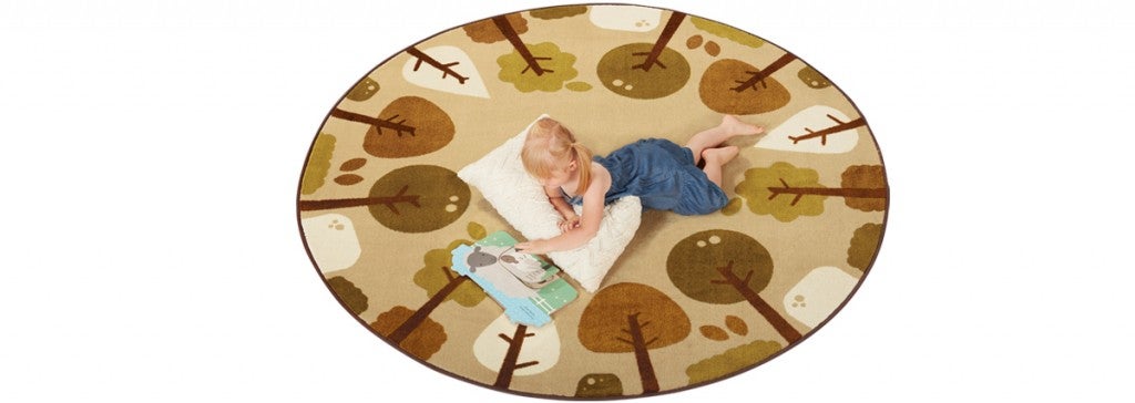 KIDSoft Tranquil Trees Decorative Rug Tan - 6ft - Round - Tan