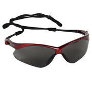 Safety Glasses,Wraparound,Inferno Red Frame,Smoke Hardcoated Lens,EA