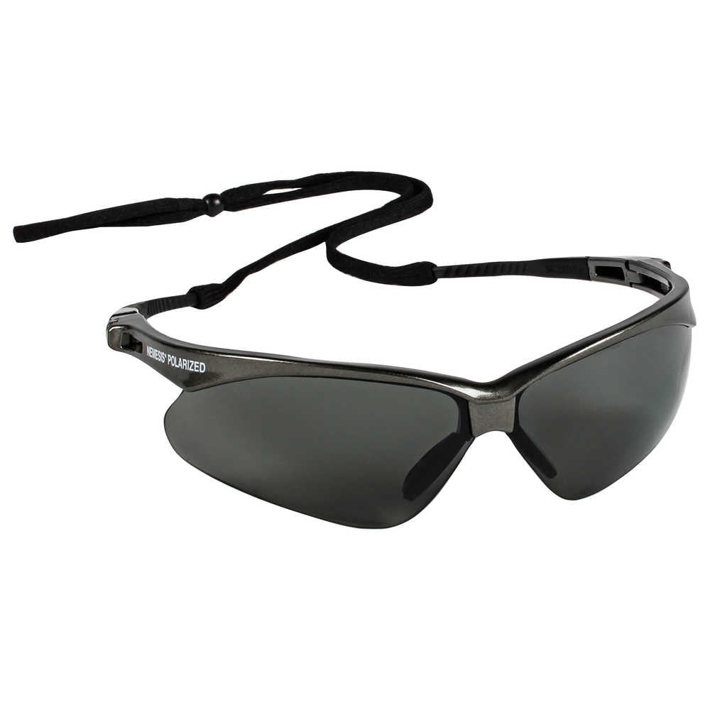 Safety Glasses,Wraparound,Gunmetal Frame,Smoke Polarized Lens,EA