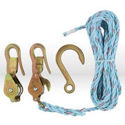 Block and Tackle, Block & Tackle with Standard Snap Hooks with Rope, 3/8 INCH ROPE DIAMETER; 750 LB LOAD RATING; STEEL MATERIAL; GALVANIZED, Packaging Qty- sold 1 each/ 6 per pack unit