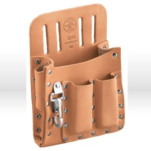 Tool Holder, Tool Pouch, Leather, 5-Pocket, KNIFE, PLIER, SCREWDRIVER; 6 INCH WIDTH; 8-1/2 INCH HEIGHT; LEATHER MATERIAL; 5 NUMBER OF POCKETS; 1-3/4 INCH BELT WIDTH, Packaging Qty- sold 1 each