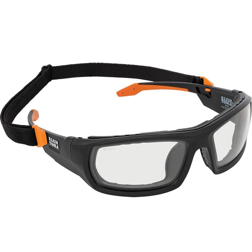 60470 Klein Tools, Safety Glasses, Clear Lens, Black/Orange Frame, Nylon Frame