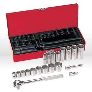 Socket Set, 3/8" Drive, 20-PC 3/8 IN SOCKET SET