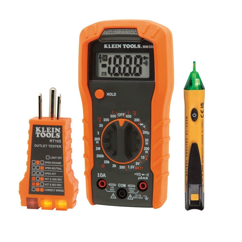 69149P Klein Tools, 3-Piece Multimeter Test Kit, MM300 2 x AAA, NCVT-1P 2 x AAA