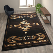 Amado Collection Southwestern 8' x 10' Brown Area Rug - Olefin Accent Rug with Jute Backing - Living Room, Bedroom, Entryway