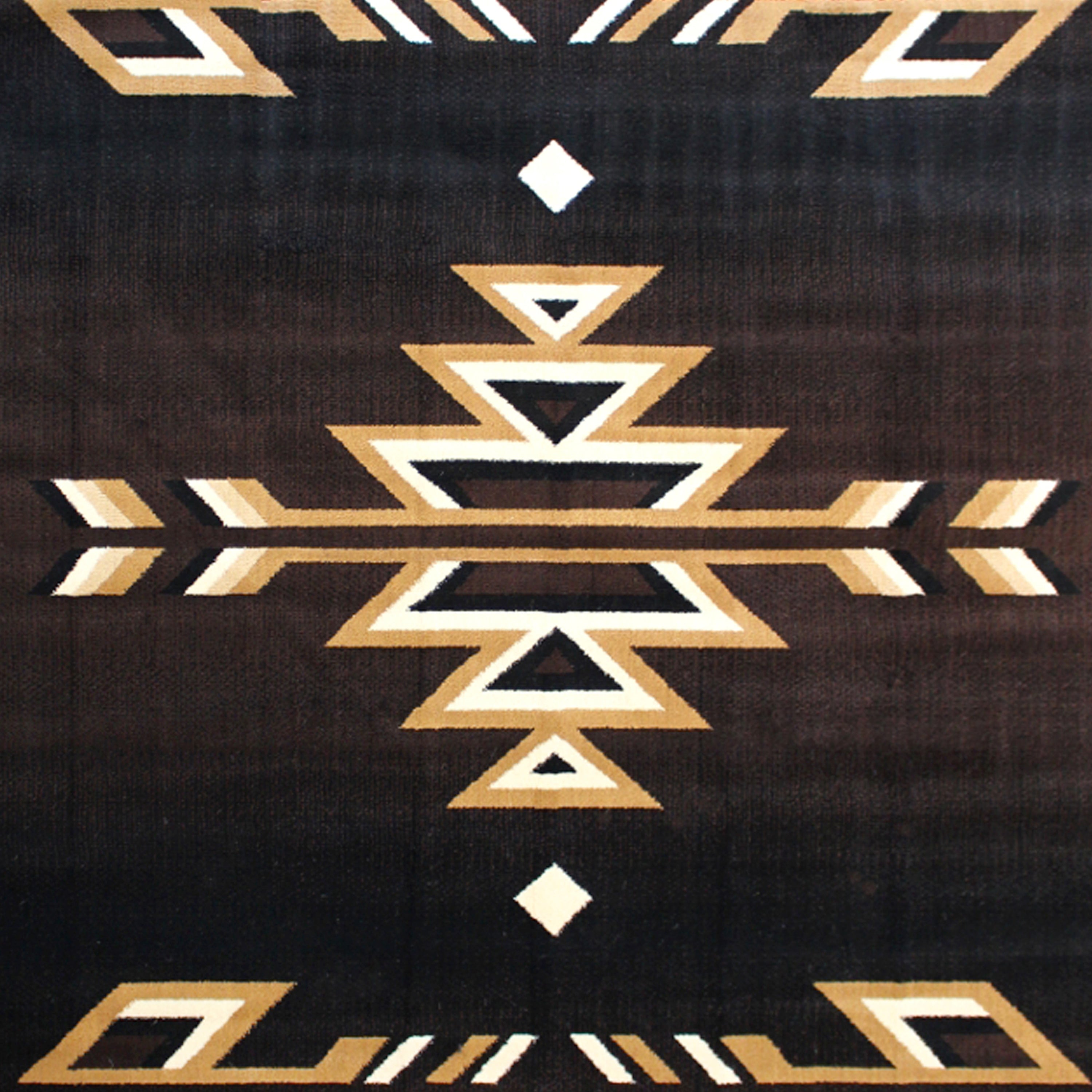 Amado Collection Southwestern 8' x 10' Brown Area Rug - Olefin Accent Rug with Jute Backing - Living Room, Bedroom, Entryway