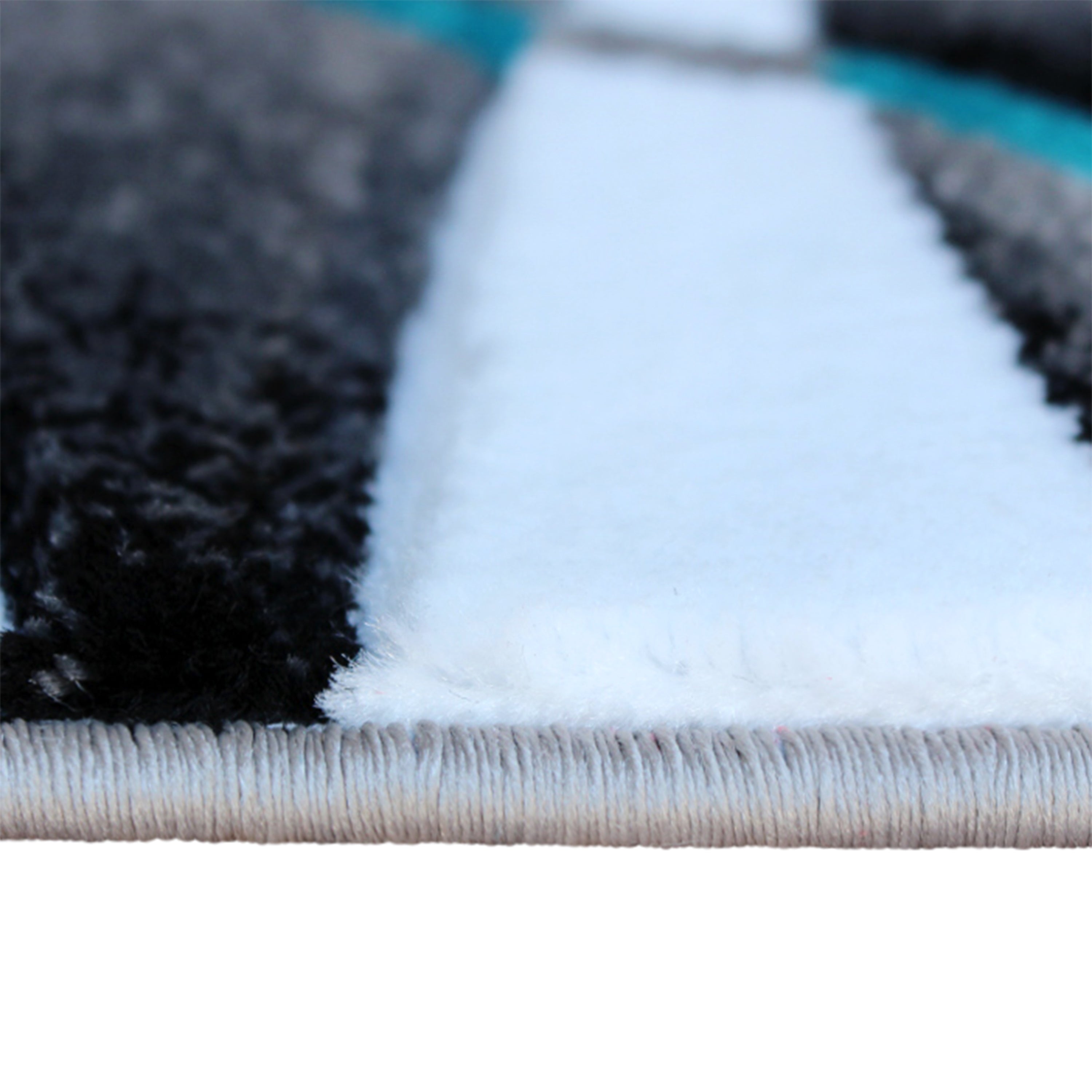 Atlan Collection 2' x 7' Turquoise Abstract Area Rug - Olefin Rug with Jute Backing - Entryway, Living Room or Bedroom