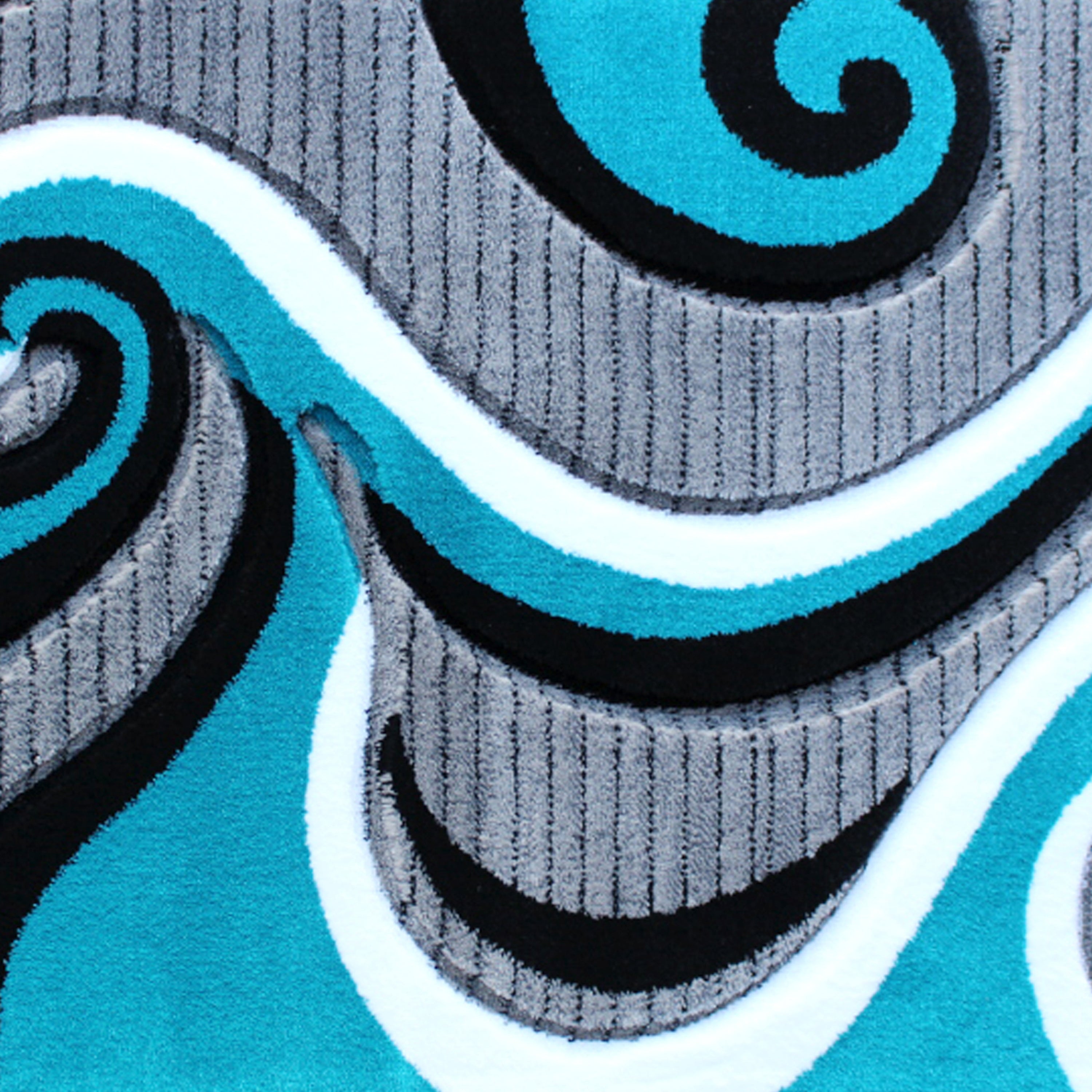 Athos Collection 2' x 3' Turquoise Abstract Area Rug - Olefin Rug with Jute Backing - Hallway, Entryway, or Bedroom