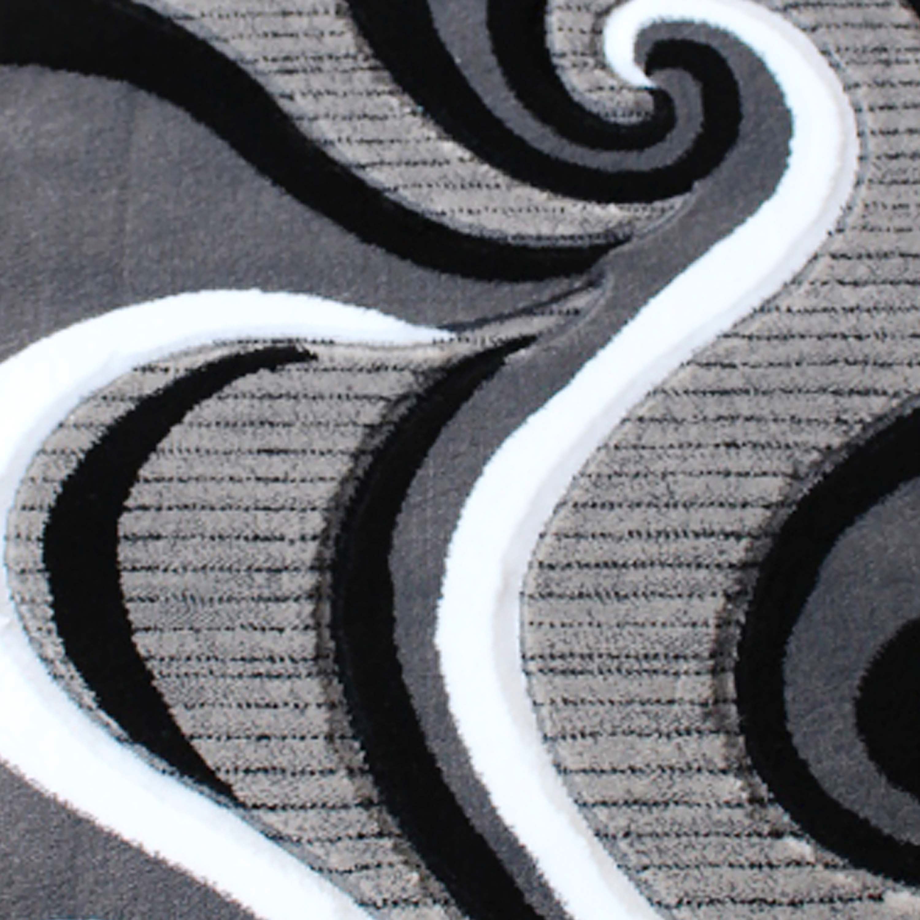 Athos Collection 2' x 7' Gray Abstract Area Rug - Olefin Rug with Jute Backing - Hallway, Entryway, or Bedroom